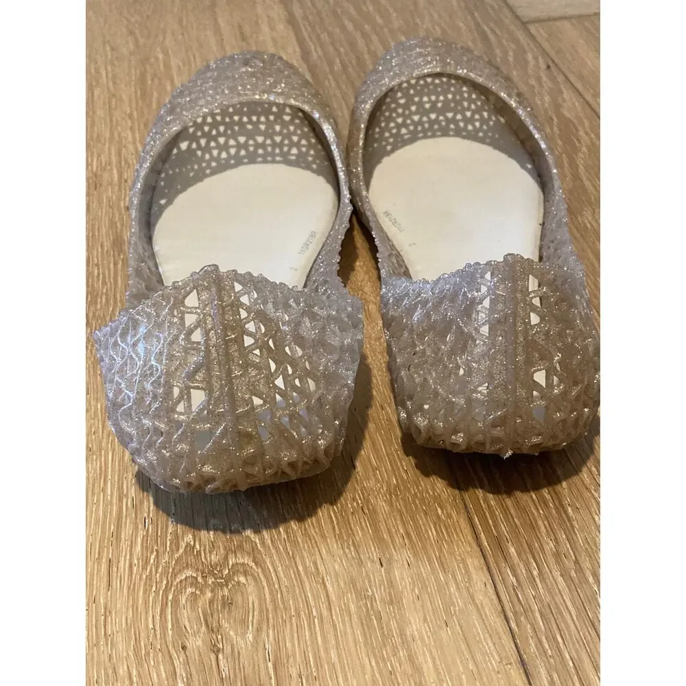 Mini Melissa Campana Jellies Jelly Flats Gold Metallic Tan Sz 2